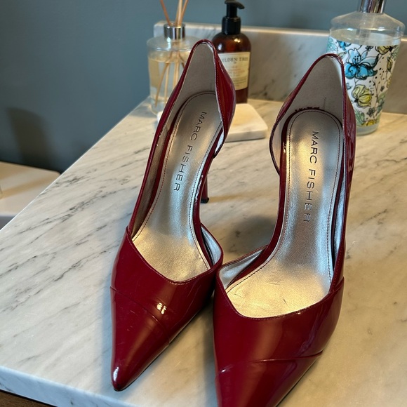 Marc Fisher Crimson Red Patent Leather Heels - Picture 1 of 8